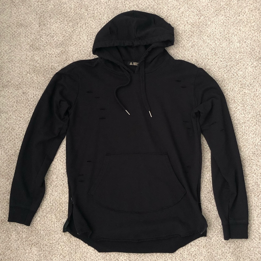 Men’s Black Cut-Out Hoodie